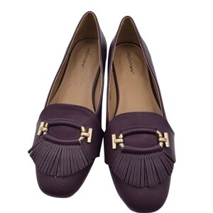 Comfortview Delaney Womens Slip On Burgundy Purple Loafers Shoes Size 9M Classic